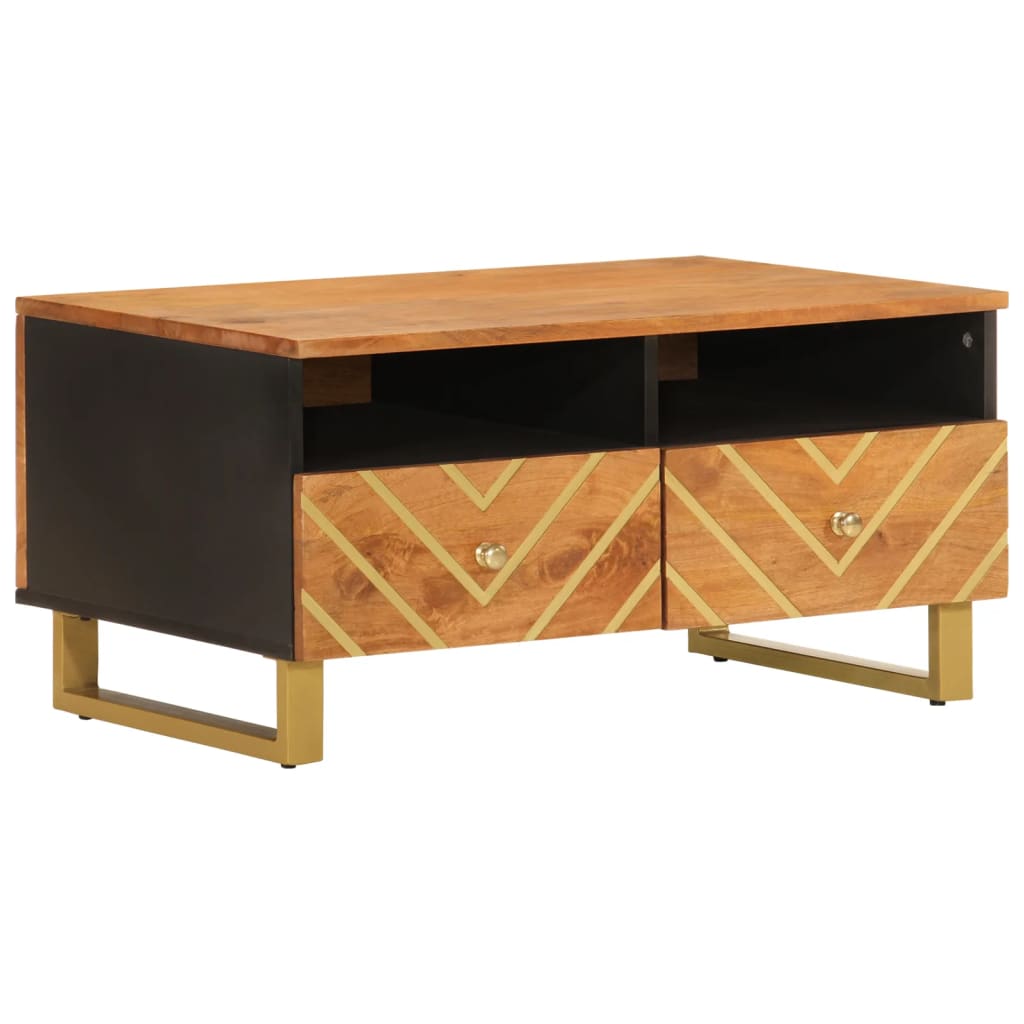 Salontafel 80x54x40 cm massief mangohout bruin en zwart is nu te koop bij PeponiXL, paradijselijk wonen!