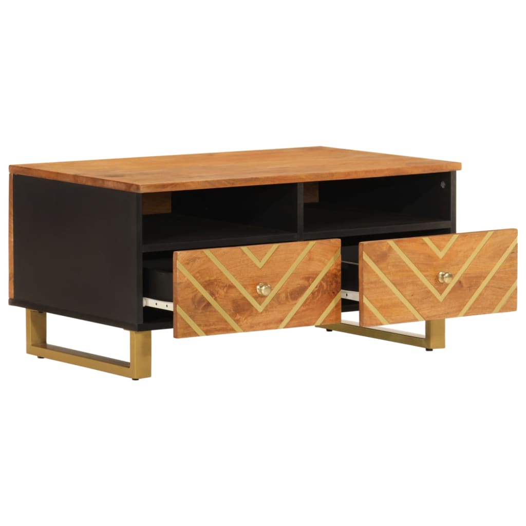 Salontafel 80x54x40 cm massief mangohout bruin en zwart is nu te koop bij PeponiXL, paradijselijk wonen!
