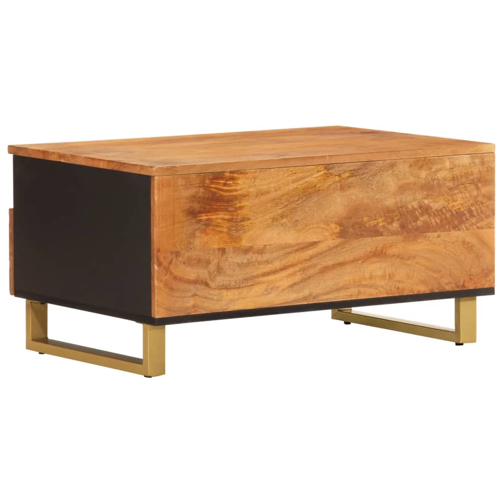 Salontafel 80x54x40 cm massief mangohout bruin en zwart is nu te koop bij PeponiXL, paradijselijk wonen!
