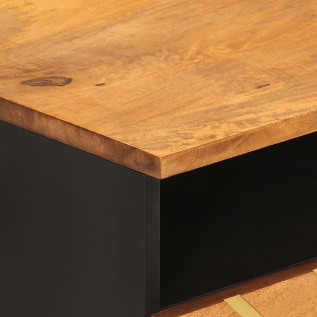 Salontafel 80x54x40 cm massief mangohout bruin en zwart is nu te koop bij PeponiXL, paradijselijk wonen!
