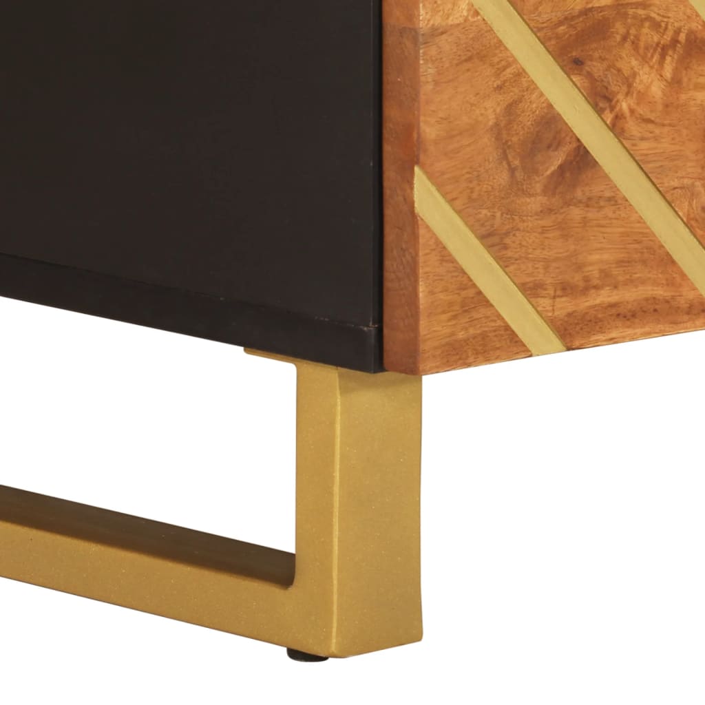 Salontafel 80x54x40 cm massief mangohout bruin en zwart is nu te koop bij PeponiXL, paradijselijk wonen!