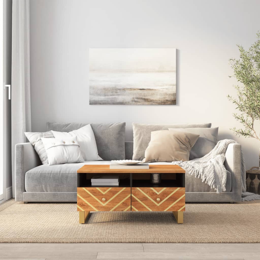 Salontafel 80x54x40 cm massief mangohout bruin en zwart is nu te koop bij PeponiXL, paradijselijk wonen!