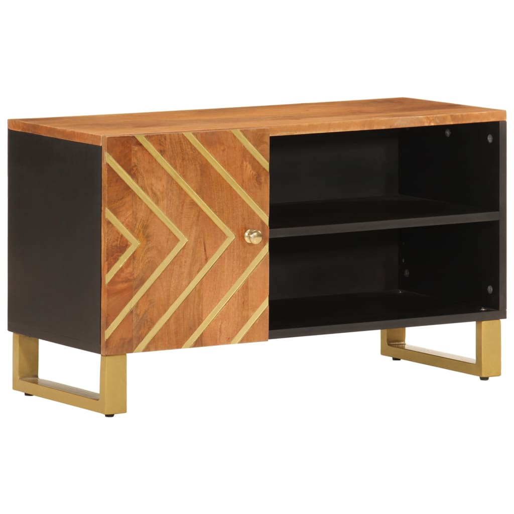 Tv-meubel 80x31,5x46 cm massief mangohout bruin en zwart is nu te koop bij PeponiXL, paradijselijk wonen!