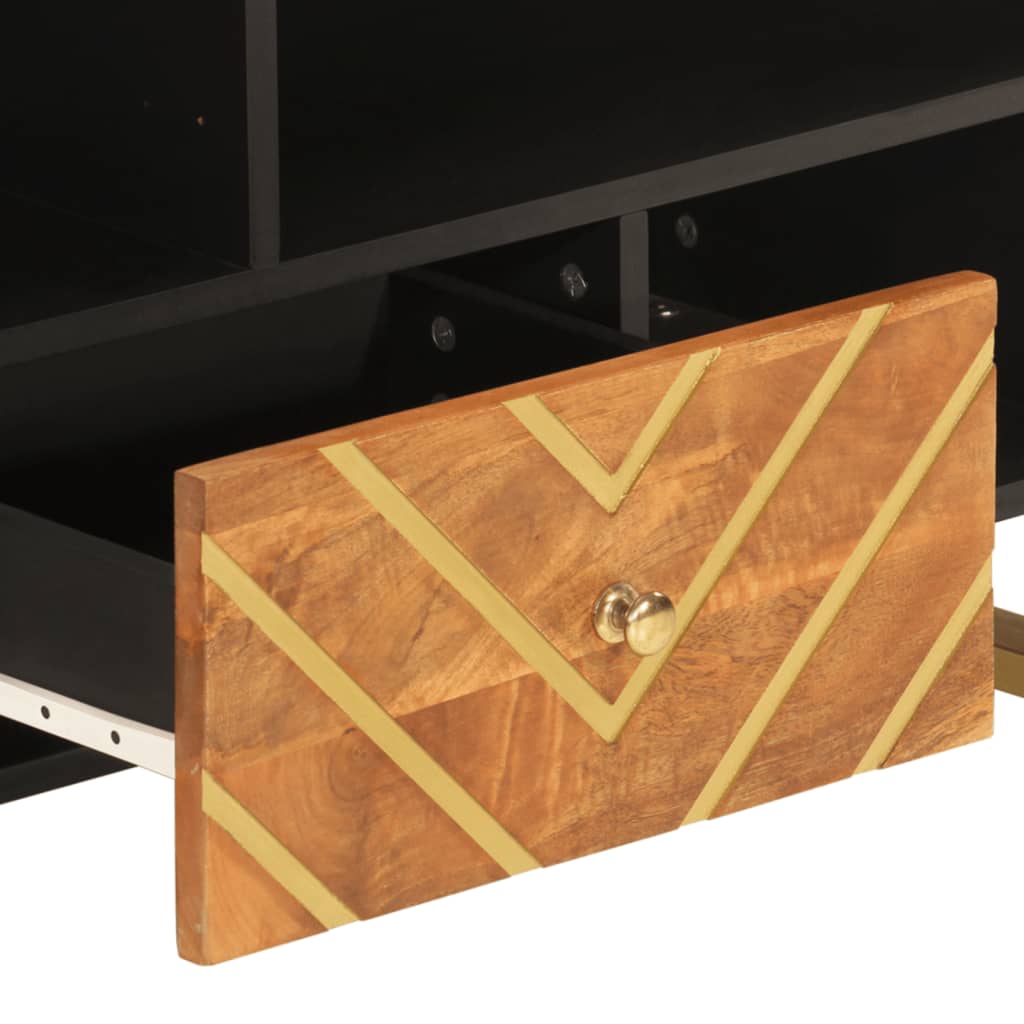 Tv-meubel 100x33,5x46 cm massief mangohout bruin en zwart is nu te koop bij PeponiXL, paradijselijk wonen!