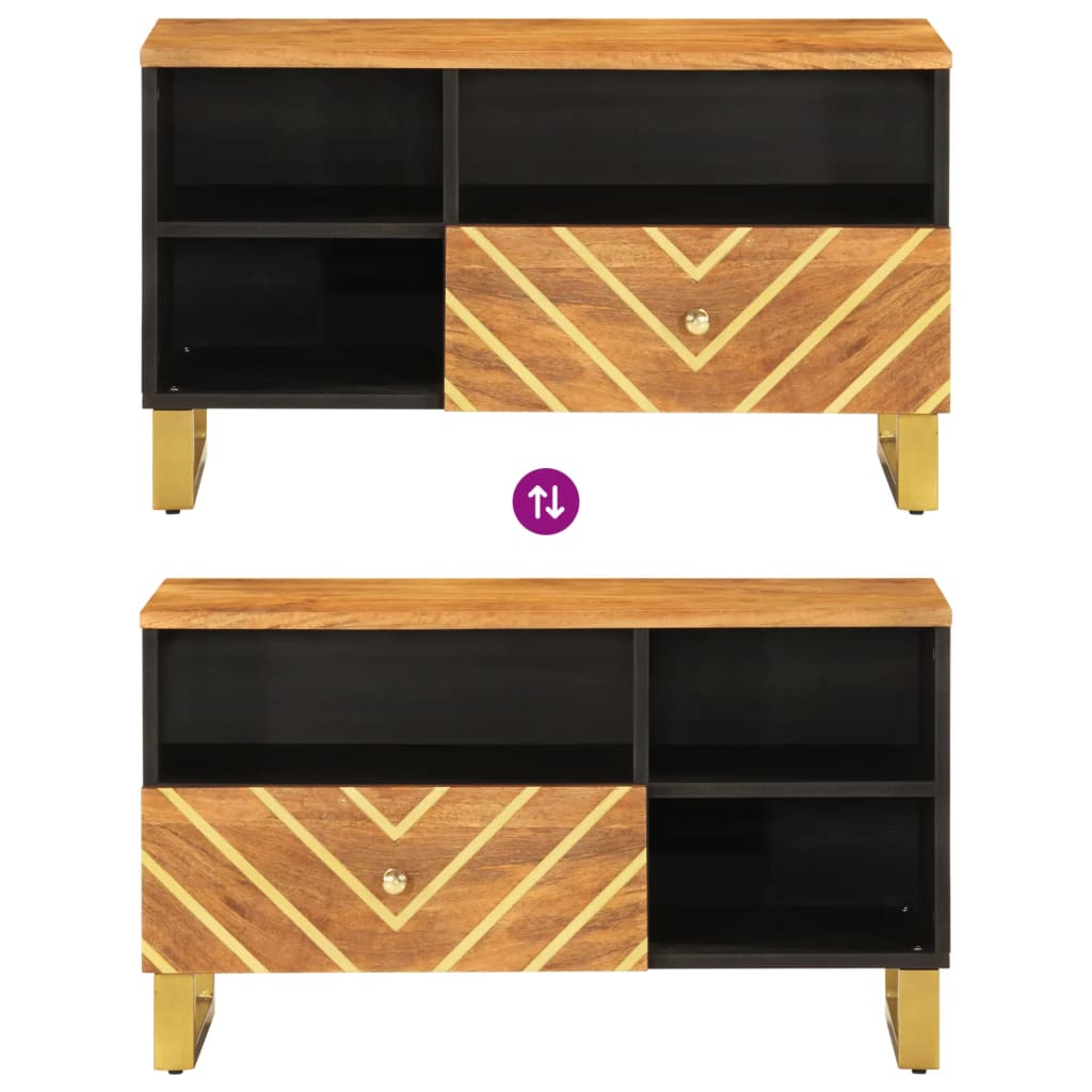 Tv-meubel 80x33,5x46 cm massief mangohout bruin en zwart is nu te koop bij PeponiXL, paradijselijk wonen!