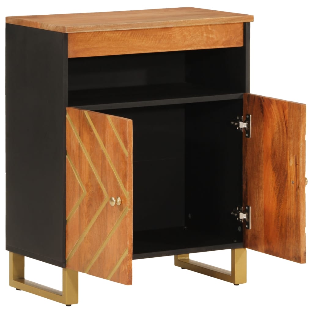 Dressoir 60x33,5x75 cm massief mangohout bruin en zwart is nu te koop bij PeponiXL, paradijselijk wonen!