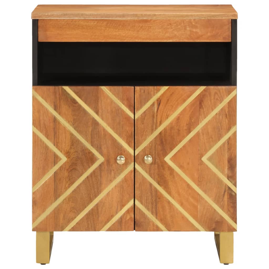 Dressoir 60x33,5x75 cm massief mangohout bruin en zwart is nu te koop bij PeponiXL, paradijselijk wonen!