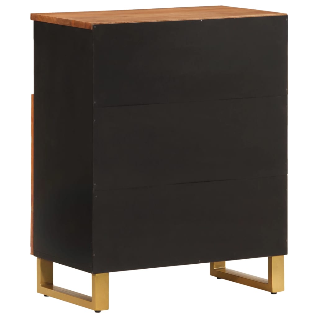 Dressoir 60x33,5x75 cm massief mangohout bruin en zwart is nu te koop bij PeponiXL, paradijselijk wonen!