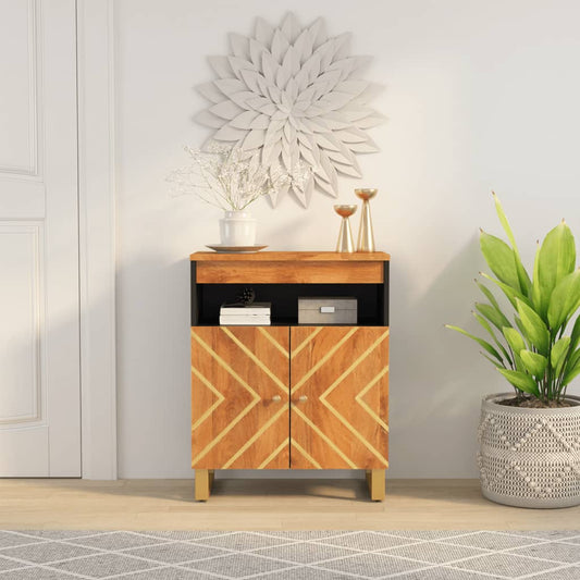 Dressoir 60x33,5x75 cm massief mangohout bruin en zwart is nu te koop bij PeponiXL, paradijselijk wonen!