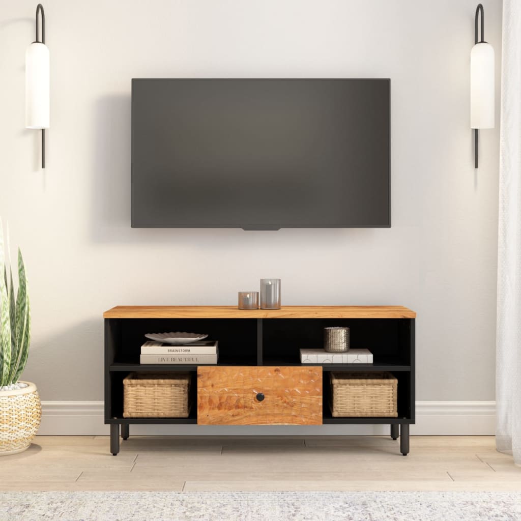 Tv-meubel 100x33x46 cm massief acaciahout is nu te koop bij PeponiXL, paradijselijk wonen!