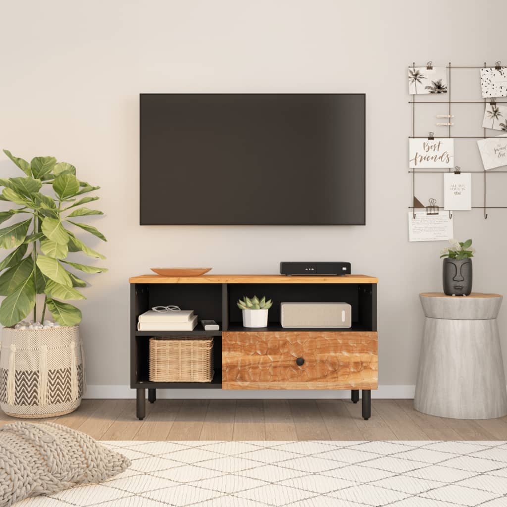 Tv-meubel 80x33x46 cm massief acaciahout is nu te koop bij PeponiXL, paradijselijk wonen!