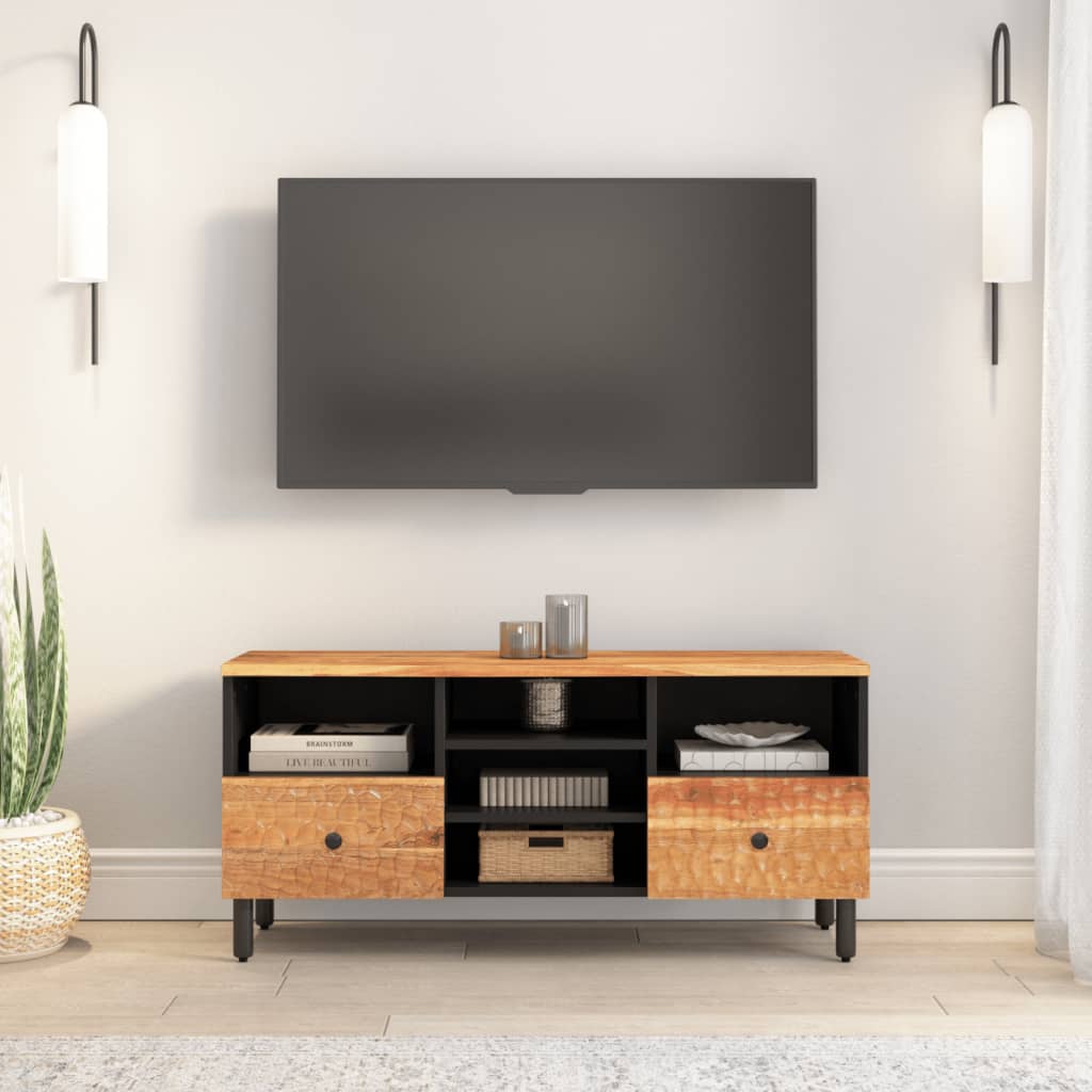 Tv-meubel 100x33x46 cm massief acaciahout is nu te koop bij PeponiXL, paradijselijk wonen!