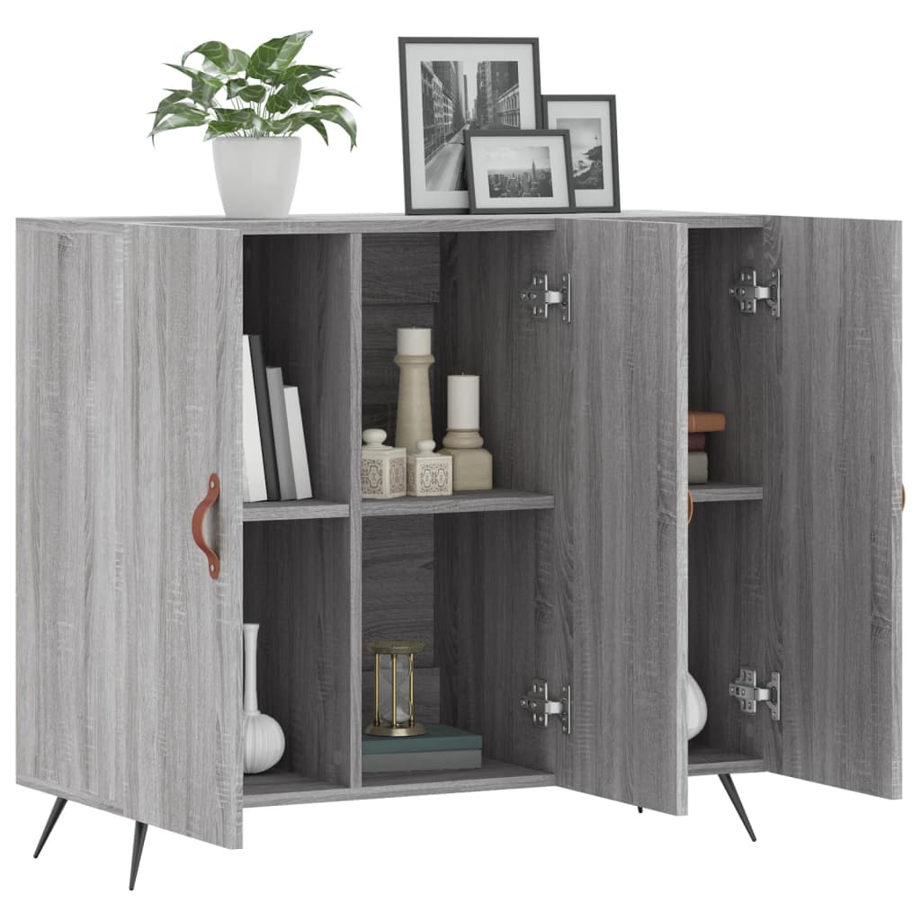 Dressoir 90x34x80 cm bewerkt hout grijs sonoma eikenkleurig is nu te koop bij PeponiXL, paradijselijk wonen!