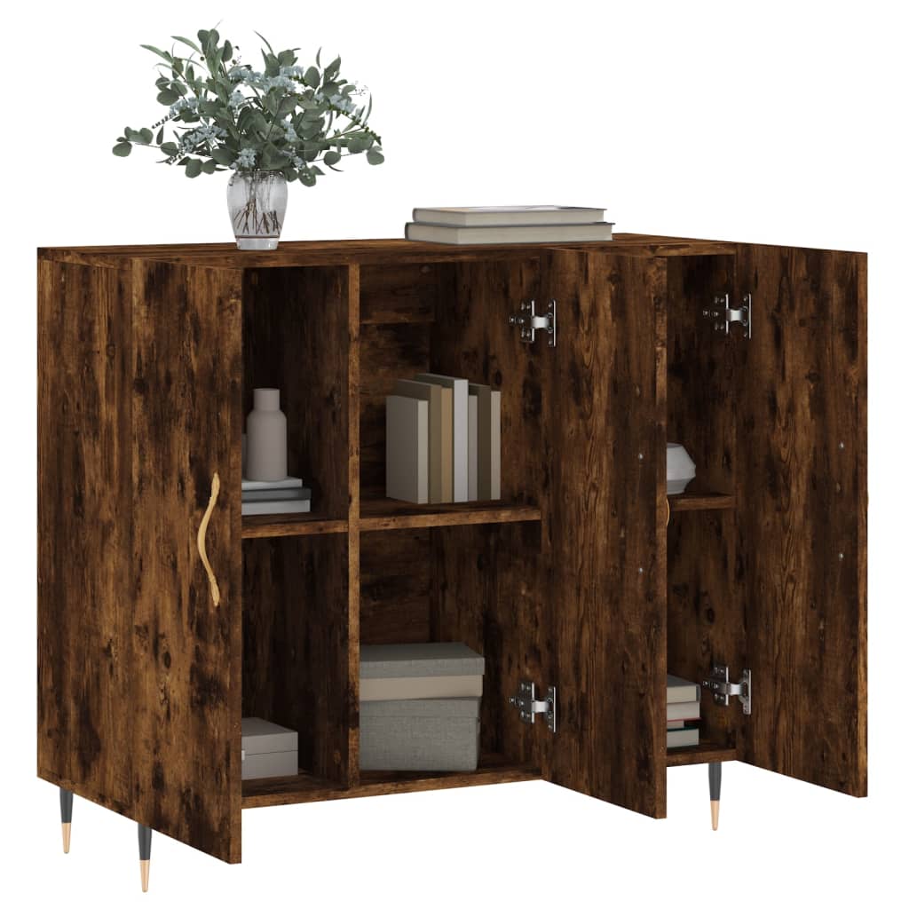 Dressoir 90x34x80 cm bewerkt hout gerookt eikenkleurig is nu te koop bij PeponiXL, paradijselijk wonen!