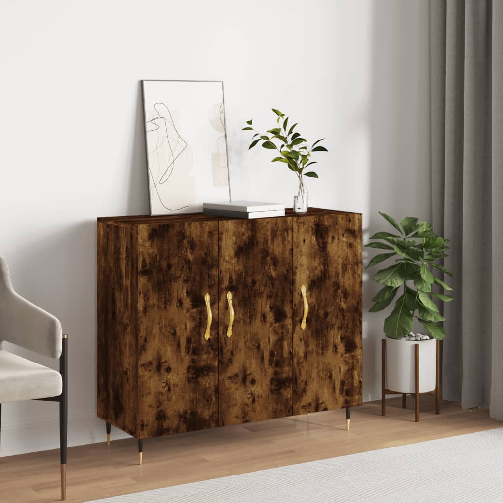 Dressoir 90x34x80 cm bewerkt hout gerookt eikenkleurig is nu te koop bij PeponiXL, paradijselijk wonen!