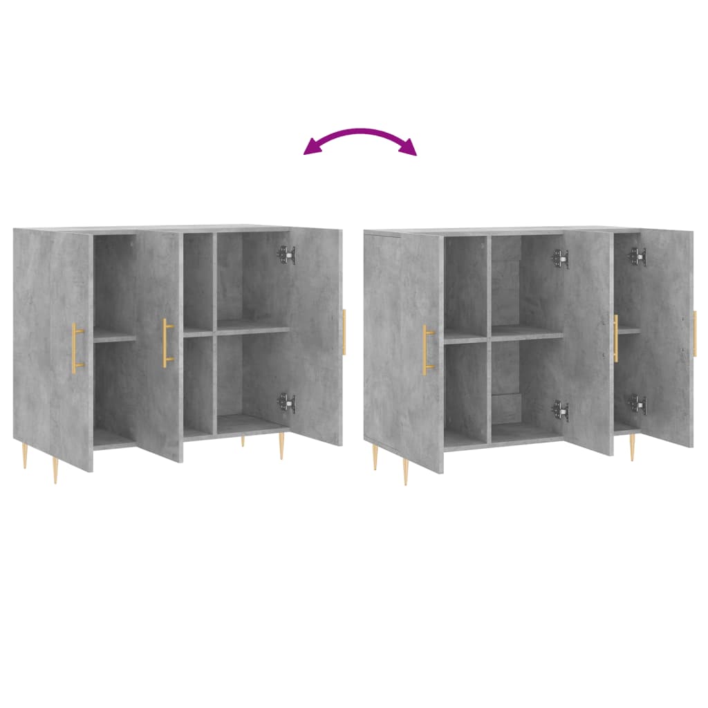 Dressoir 90x34x80 cm bewerkt hout betongrijs is nu te koop bij PeponiXL, paradijselijk wonen!