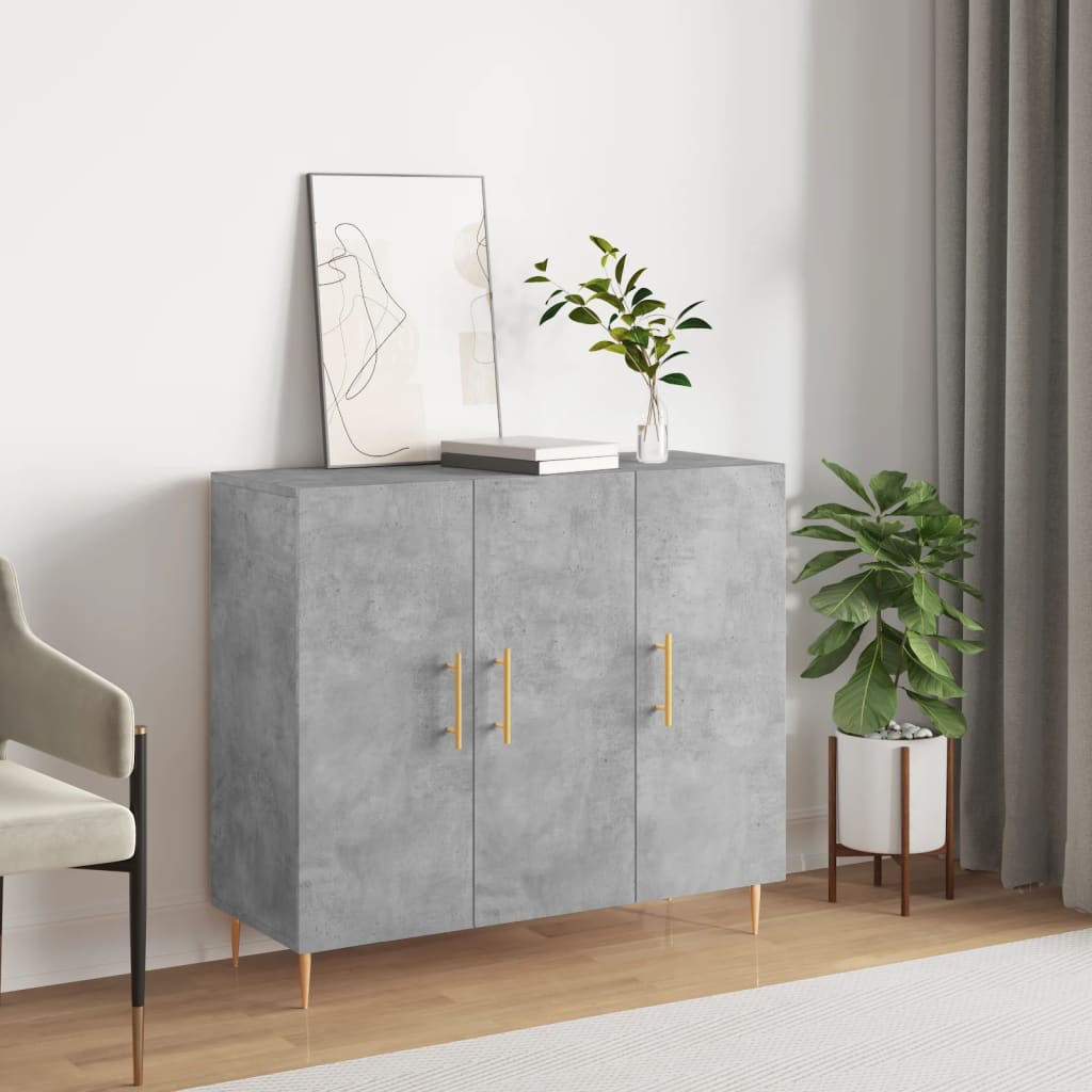 Dressoir 90x34x80 cm bewerkt hout betongrijs is nu te koop bij PeponiXL, paradijselijk wonen!
