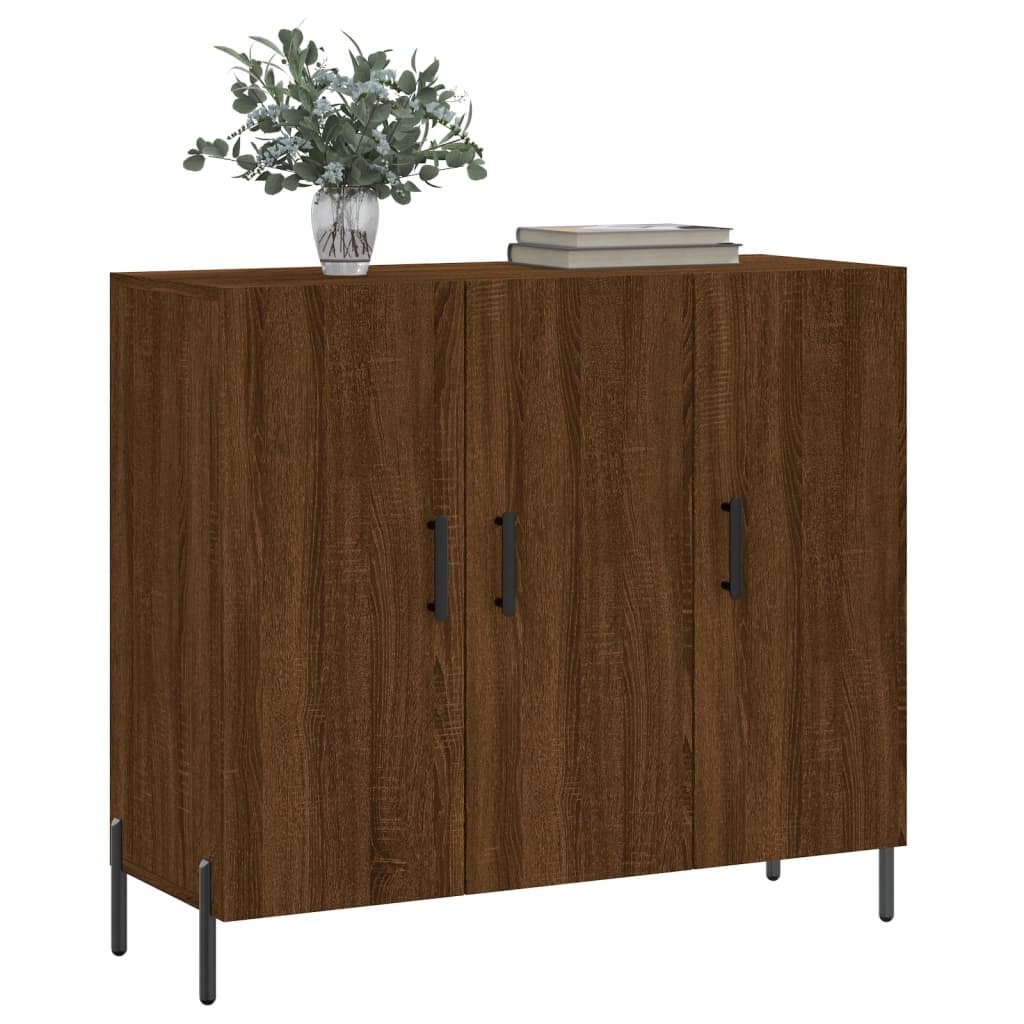 Dressoir 90x34x80 cm bewerkt hout bruin eikenkleur is nu te koop bij PeponiXL, paradijselijk wonen!