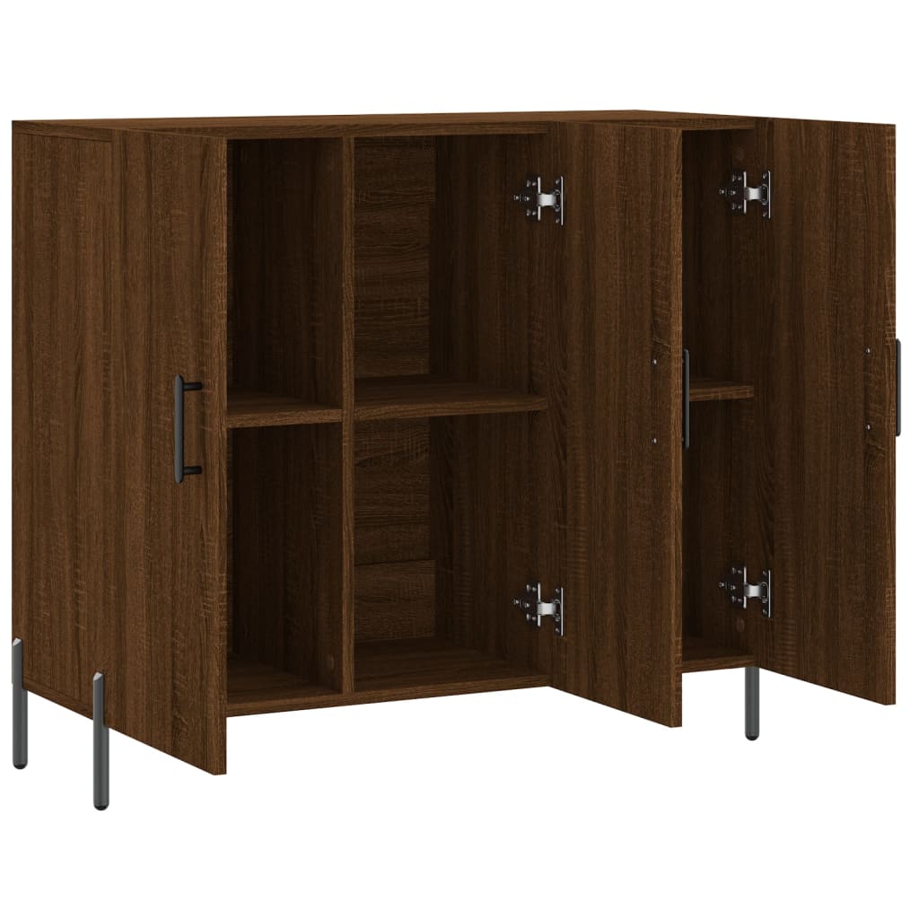 Dressoir 90x34x80 cm bewerkt hout bruin eikenkleur is nu te koop bij PeponiXL, paradijselijk wonen!