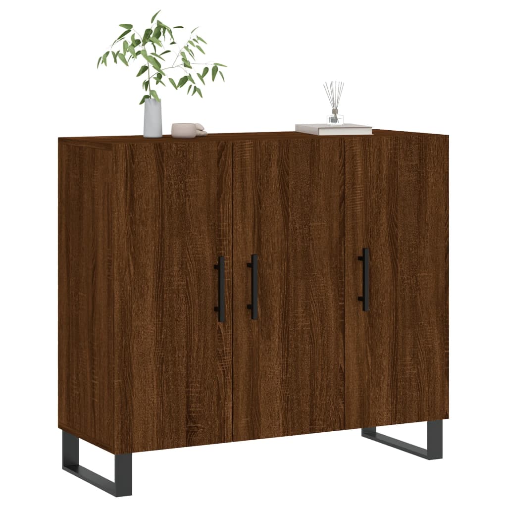 Dressoir 90x34x80 cm bewerkt hout bruin eikenkleur is nu te koop bij PeponiXL, paradijselijk wonen!