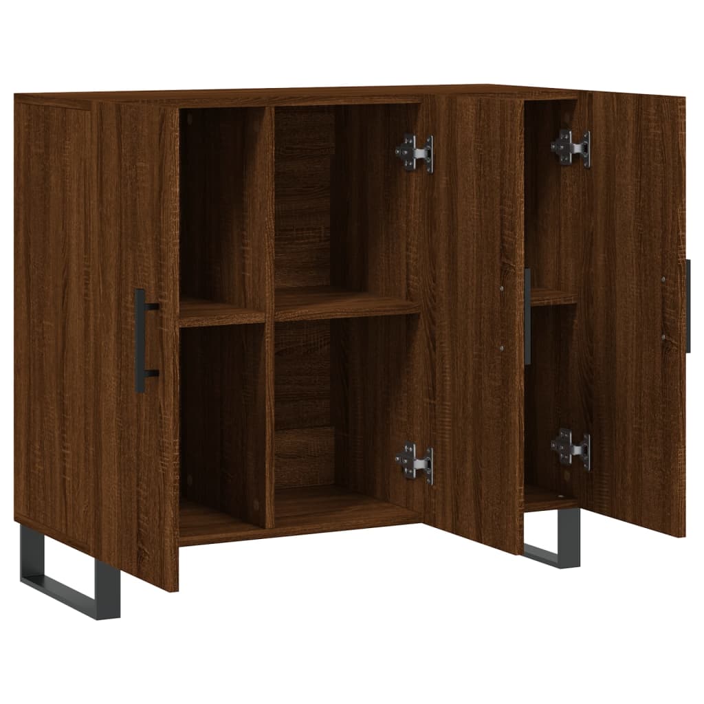 Dressoir 90x34x80 cm bewerkt hout bruin eikenkleur is nu te koop bij PeponiXL, paradijselijk wonen!