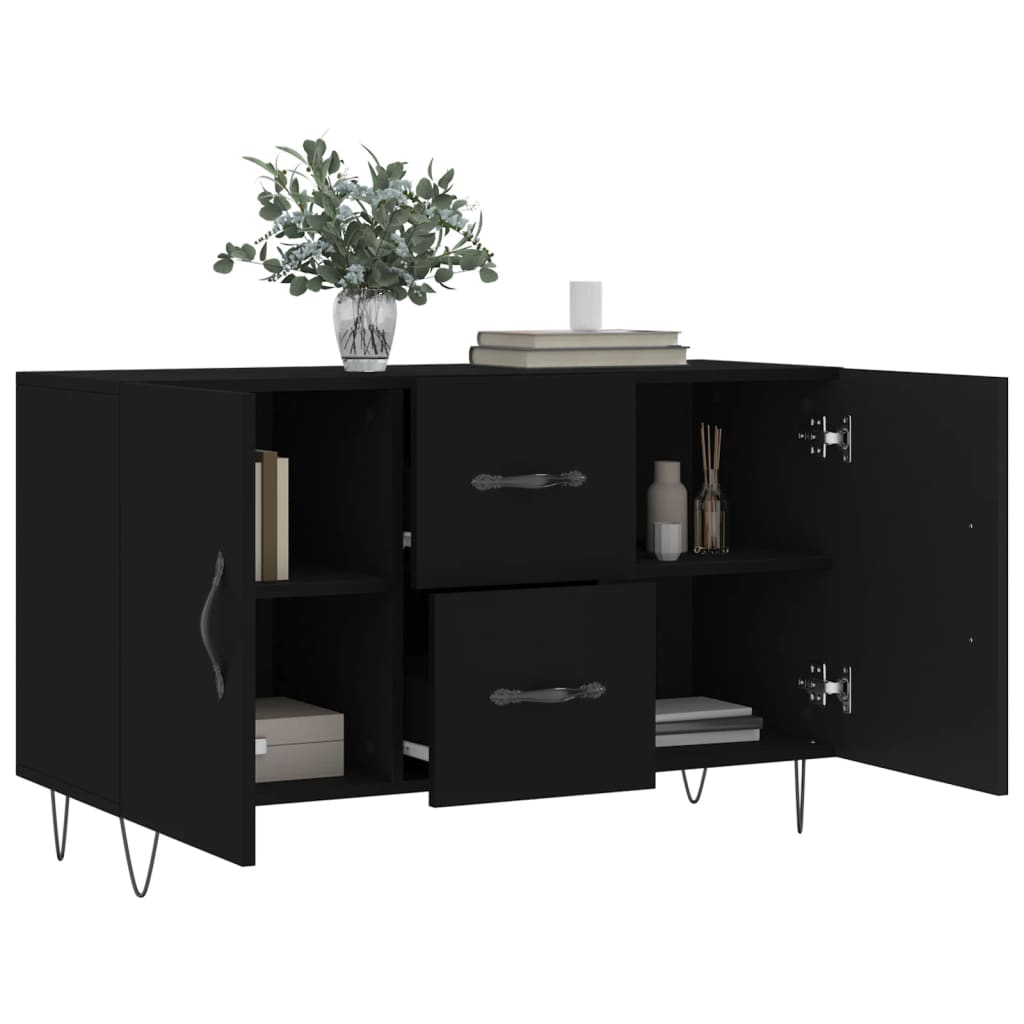 Dressoir 100x36x60 cm bewerkt hout zwart is nu te koop bij PeponiXL, paradijselijk wonen!