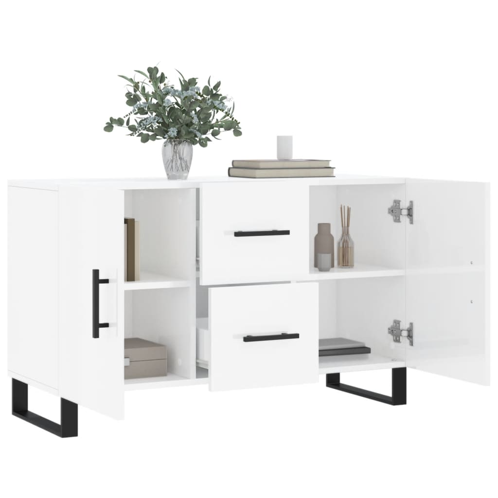 Dressoir 100x36x60 cm bewerkt hout hoogglans wit is nu te koop bij PeponiXL, paradijselijk wonen!