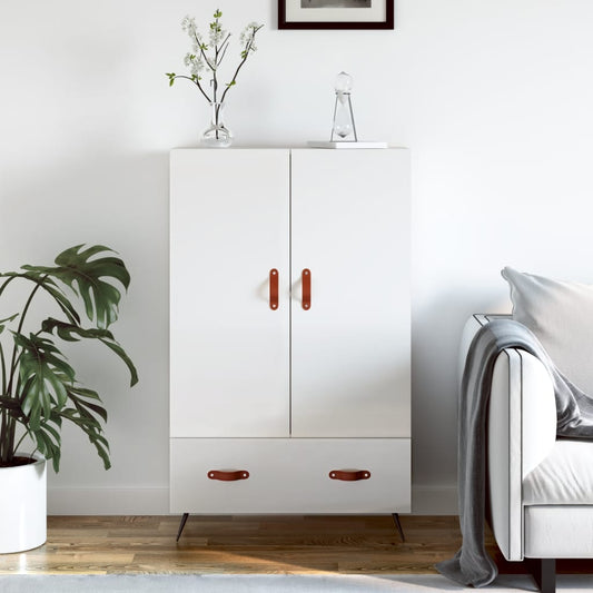 Hoge kast 69,5x31x115 cm bewerkt hout hoogglans wit is nu te koop bij PeponiXL, paradijselijk wonen!