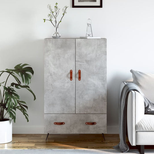 Hoge kast 69,5x31x115 cm bewerkt hout betongrijs is nu te koop bij PeponiXL, paradijselijk wonen!