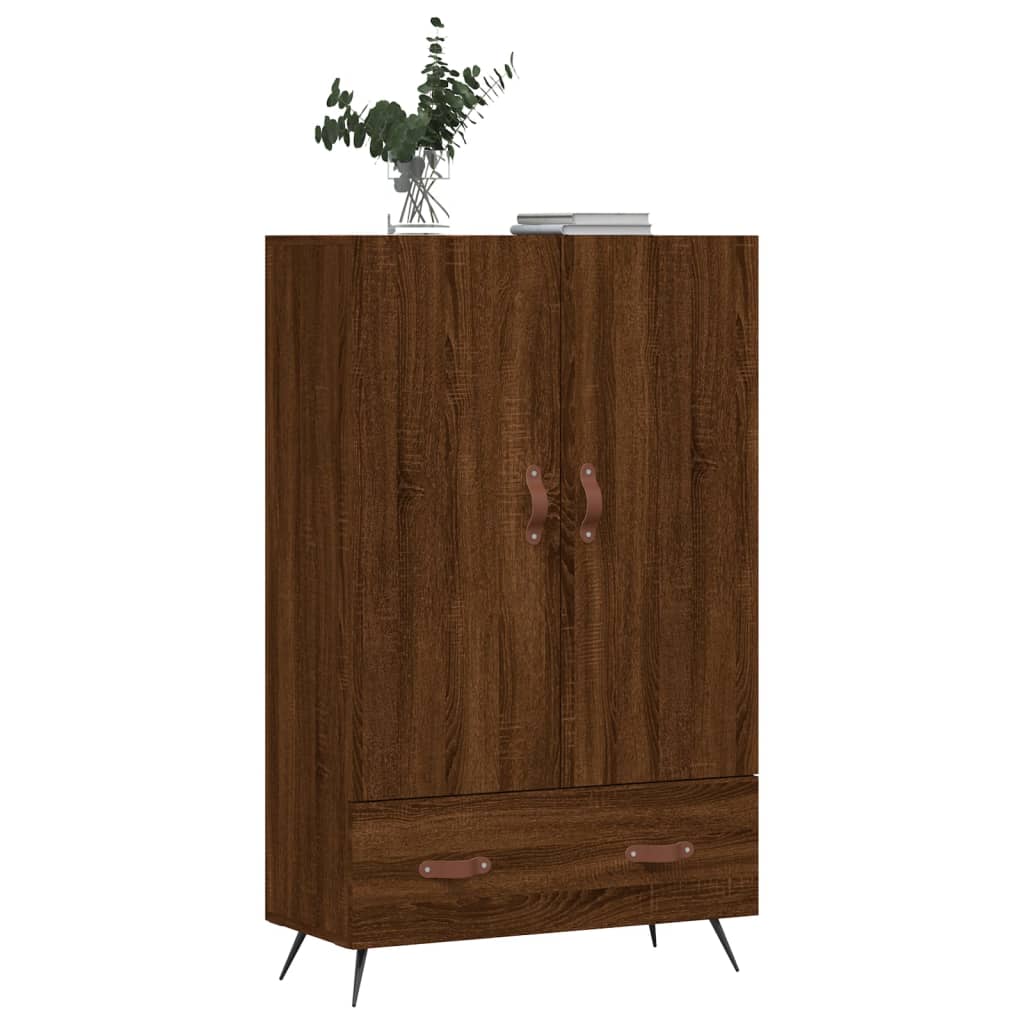 Hoge kast 69,5x31x115 cm bewerkt hout bruin eikenkleur is nu te koop bij PeponiXL, paradijselijk wonen!