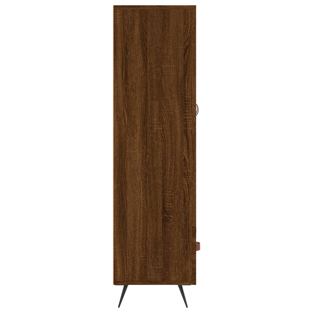 Hoge kast 69,5x31x115 cm bewerkt hout bruin eikenkleur is nu te koop bij PeponiXL, paradijselijk wonen!