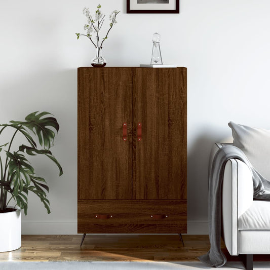 Hoge kast 69,5x31x115 cm bewerkt hout bruin eikenkleur is nu te koop bij PeponiXL, paradijselijk wonen!