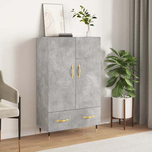 Hoge kast 69,5x31x115 cm bewerkt hout betongrijs is nu te koop bij PeponiXL, paradijselijk wonen!