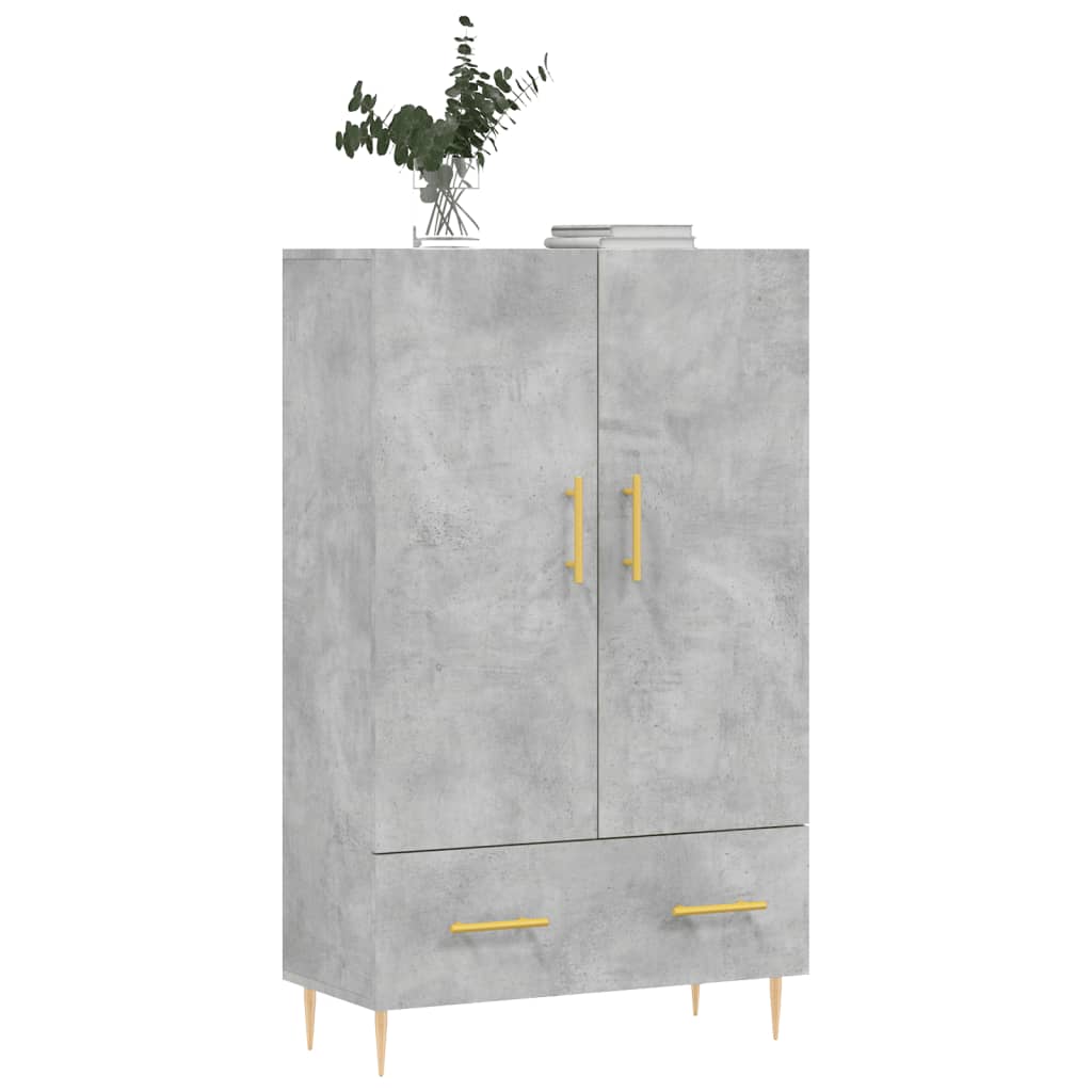 Hoge kast 69,5x31x115 cm bewerkt hout betongrijs is nu te koop bij PeponiXL, paradijselijk wonen!