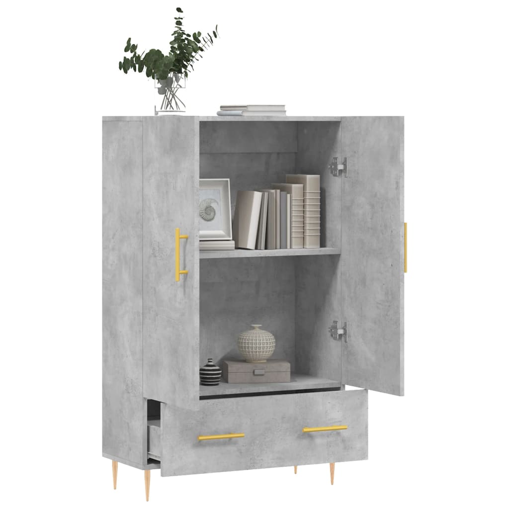 Hoge kast 69,5x31x115 cm bewerkt hout betongrijs is nu te koop bij PeponiXL, paradijselijk wonen!