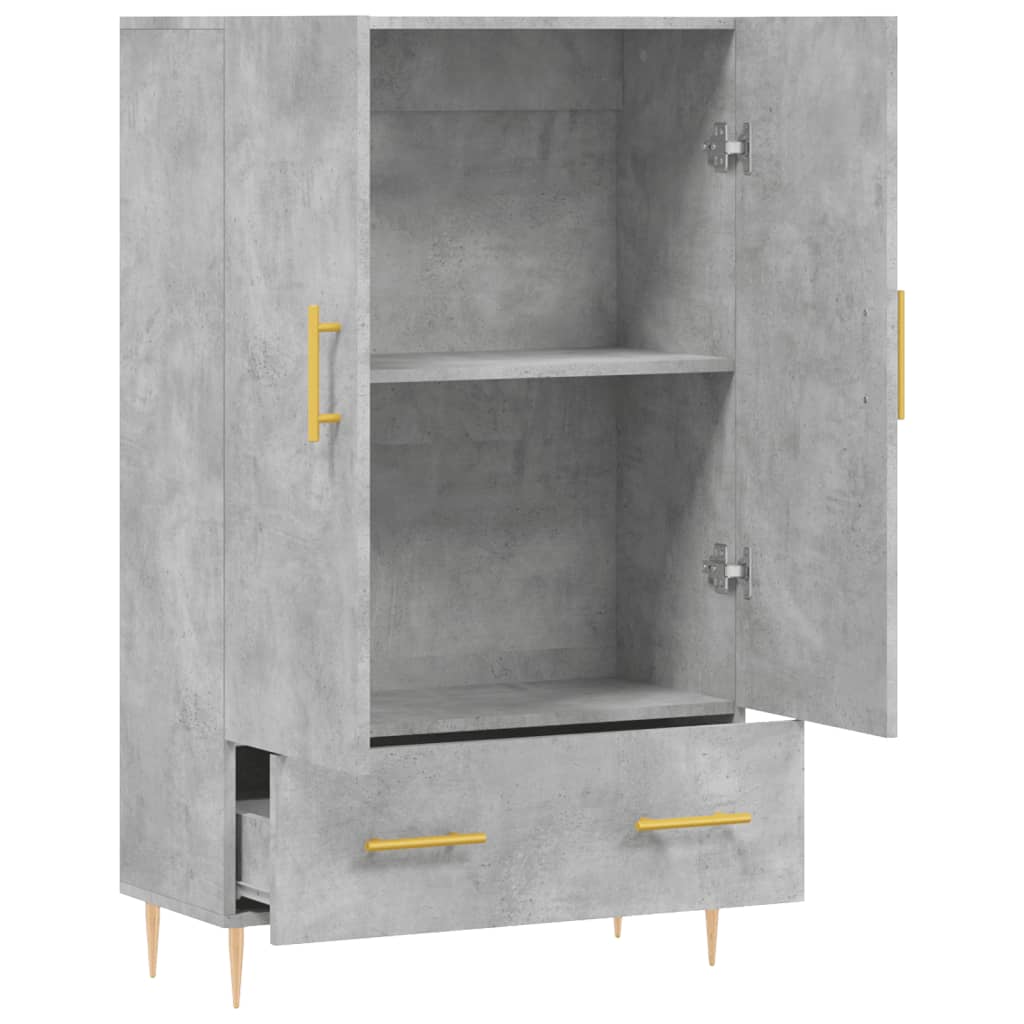 Hoge kast 69,5x31x115 cm bewerkt hout betongrijs is nu te koop bij PeponiXL, paradijselijk wonen!