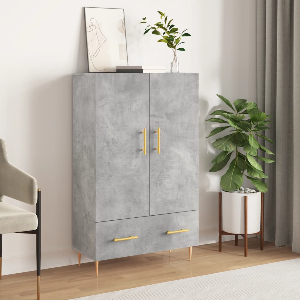 Hoge kast 69,5x31x115 cm bewerkt hout betongrijs is nu te koop bij PeponiXL, paradijselijk wonen!