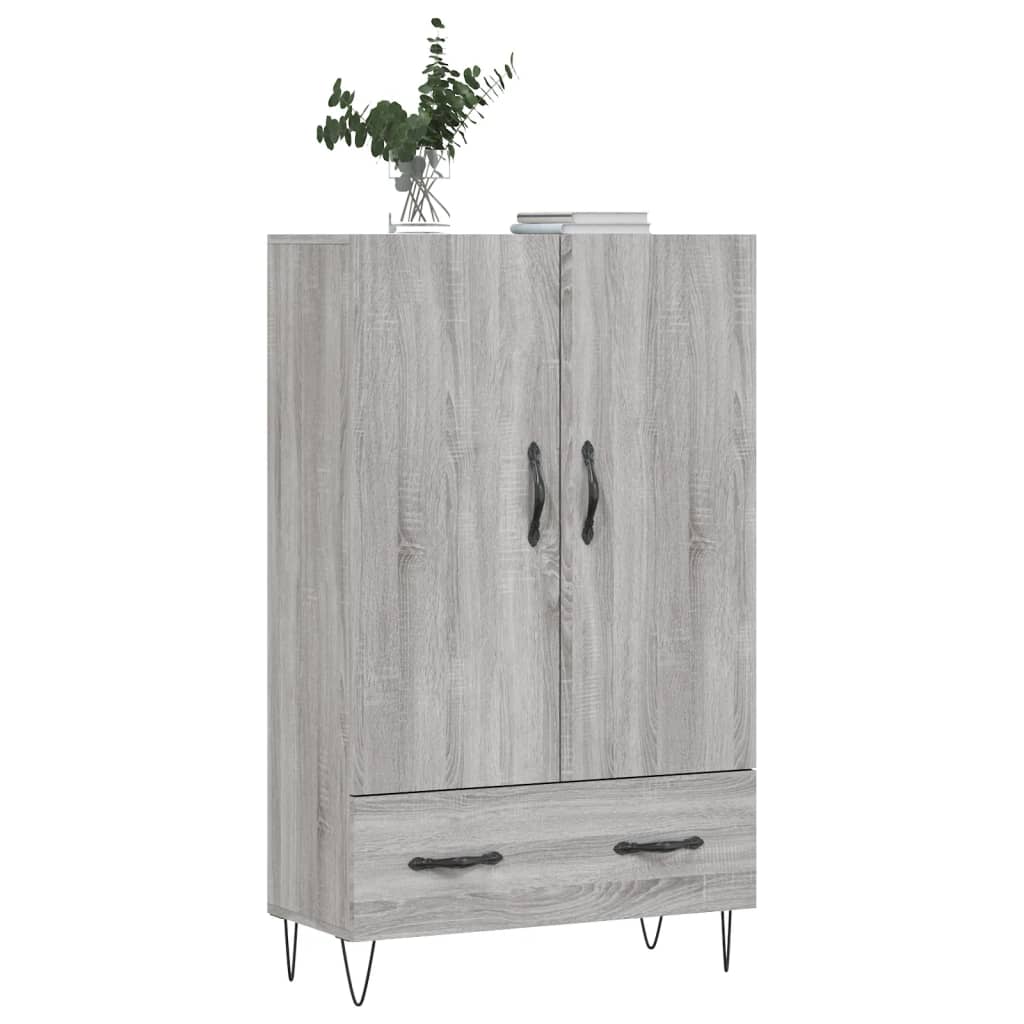 Hoge kast 69,5x31x115 cm bewerkt hout grijs sonoma eikenkleurig is nu te koop bij PeponiXL, paradijselijk wonen!