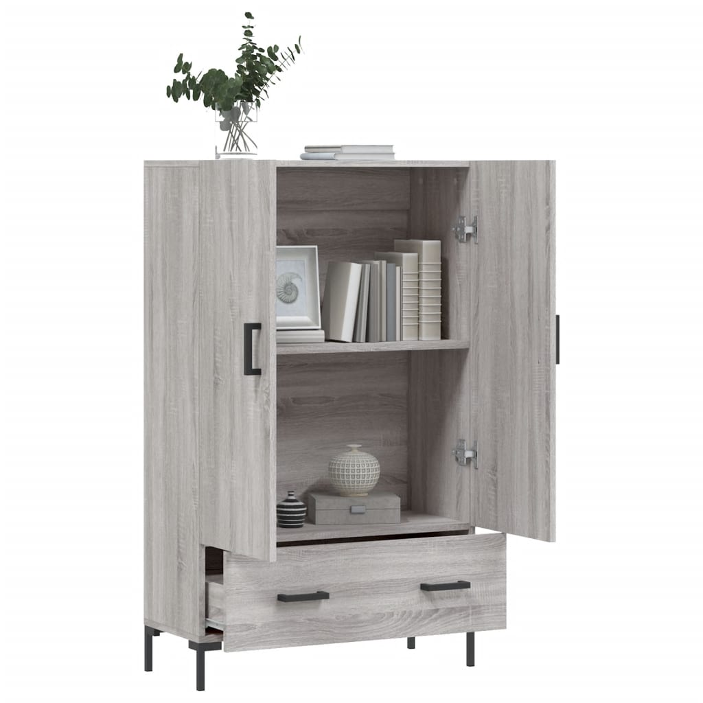 Hoge kast 69,5x31x115 cm bewerkt hout grijs sonoma eikenkleurig is nu te koop bij PeponiXL, paradijselijk wonen!