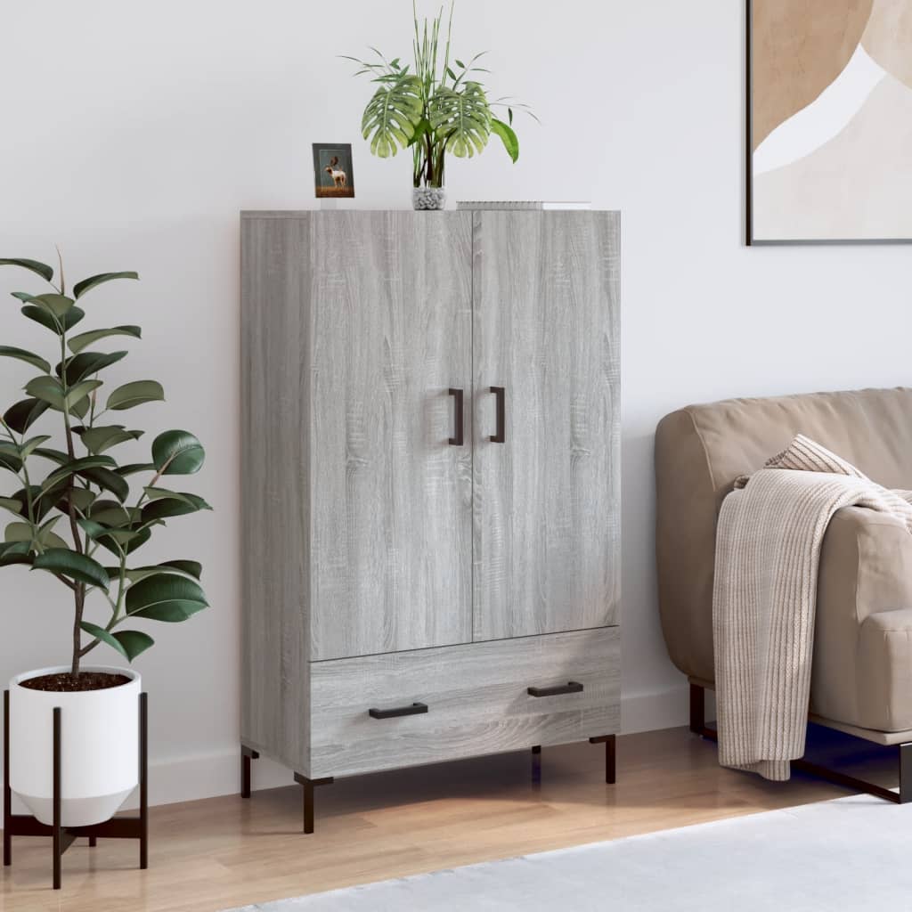 Hoge kast 69,5x31x115 cm bewerkt hout grijs sonoma eikenkleurig is nu te koop bij PeponiXL, paradijselijk wonen!