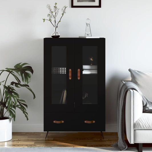 Hoge kast 69,5x31x115 cm bewerkt hout zwart is nu te koop bij PeponiXL, paradijselijk wonen!