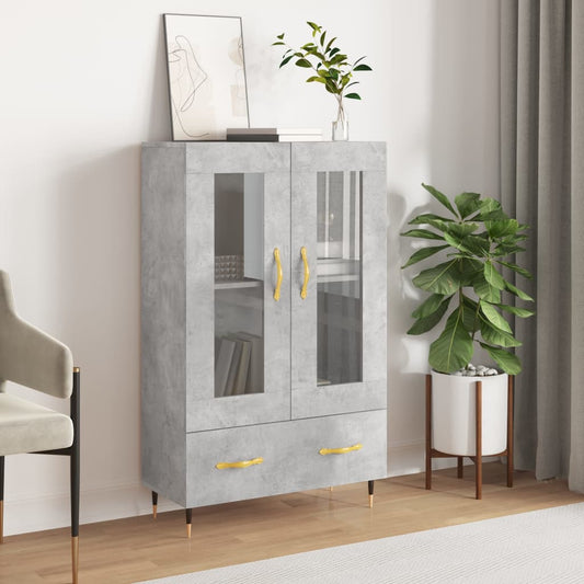Hoge kast 69,5x31x115 cm bewerkt hout betongrijs is nu te koop bij PeponiXL, paradijselijk wonen!