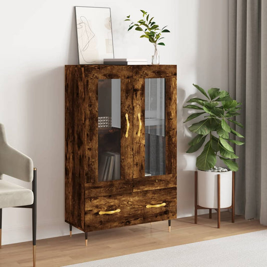 Hoge kast 69,5x31x115 cm bewerkt hout gerookt eikenkleurig is nu te koop bij PeponiXL, paradijselijk wonen!