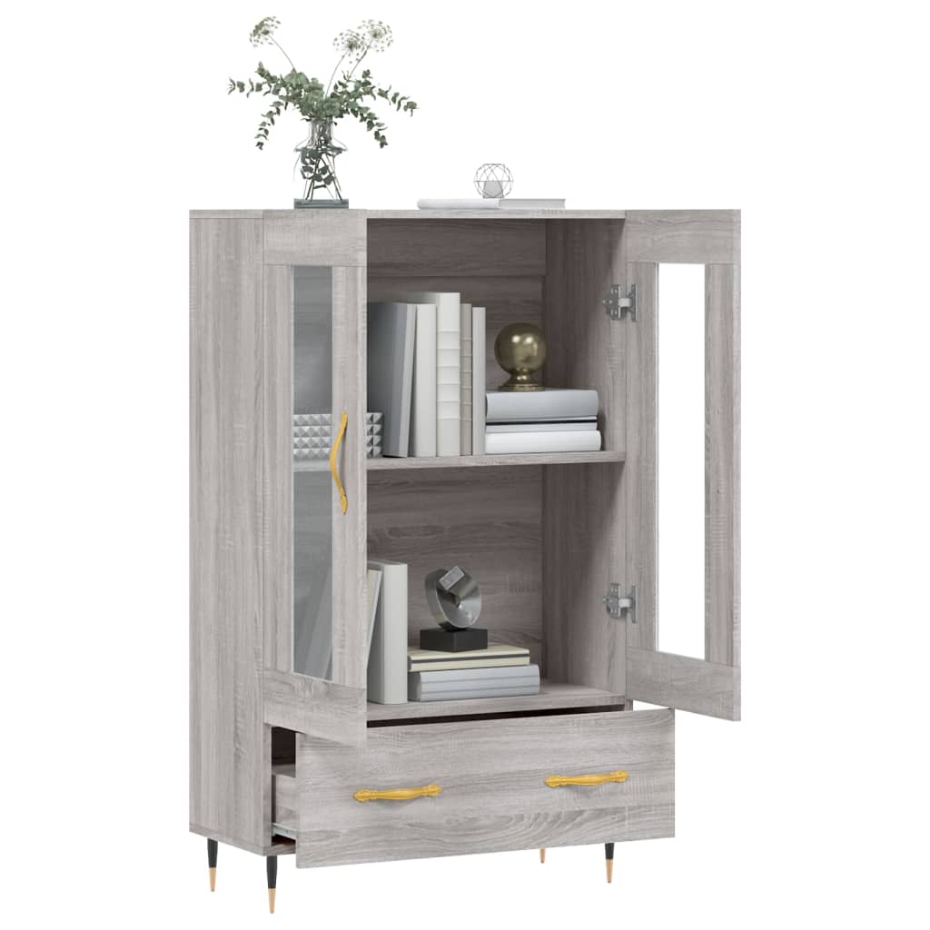 Hoge kast 69,5x31x115 cm bewerkt hout grijs sonoma eikenkleurig is nu te koop bij PeponiXL, paradijselijk wonen!