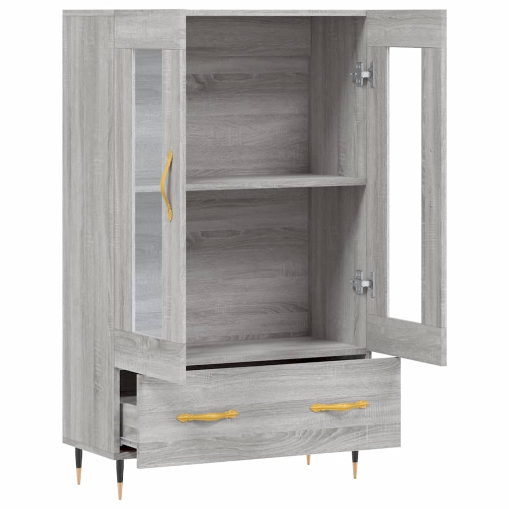 Hoge kast 69,5x31x115 cm bewerkt hout grijs sonoma eikenkleurig is nu te koop bij PeponiXL, paradijselijk wonen!