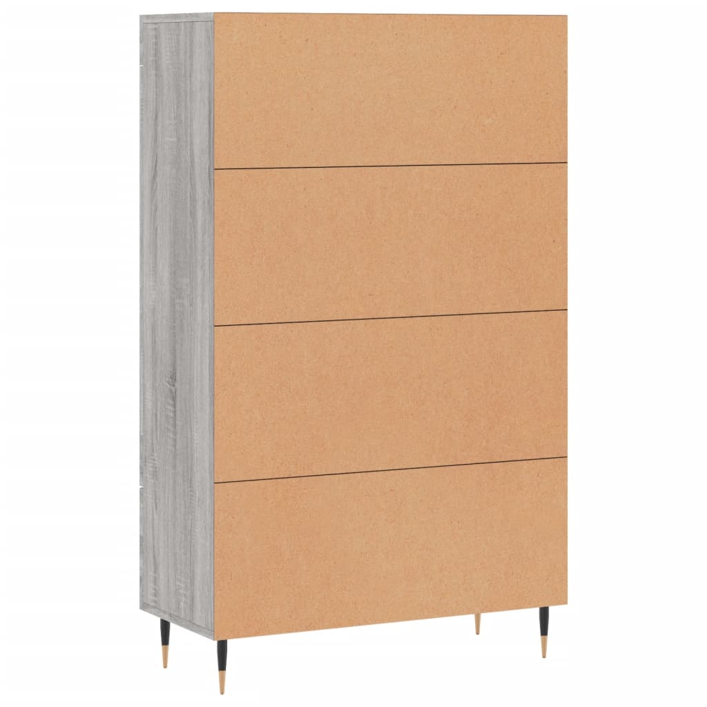 Hoge kast 69,5x31x115 cm bewerkt hout grijs sonoma eikenkleurig is nu te koop bij PeponiXL, paradijselijk wonen!