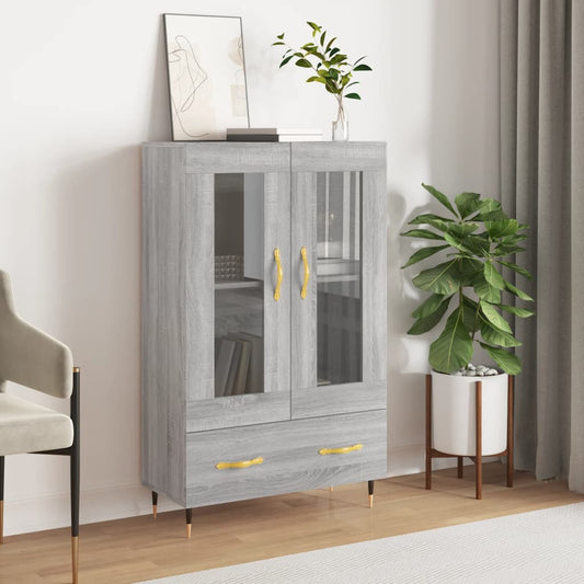 Hoge kast 69,5x31x115 cm bewerkt hout grijs sonoma eikenkleurig is nu te koop bij PeponiXL, paradijselijk wonen!