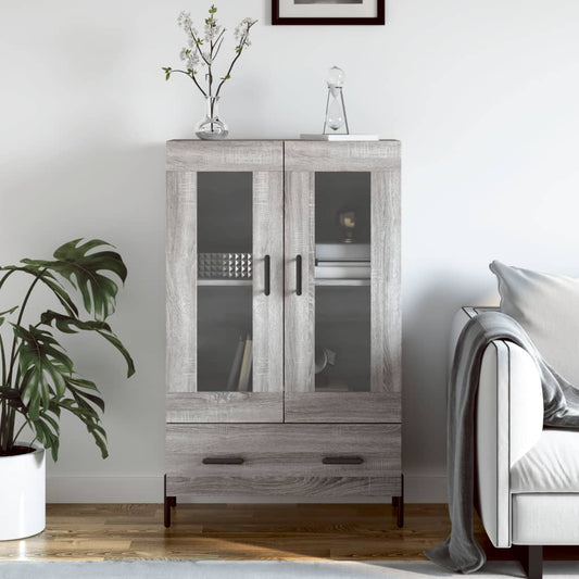 Hoge kast 69,5x31x115 cm bewerkt hout grijs sonoma eikenkleurig is nu te koop bij PeponiXL, paradijselijk wonen!