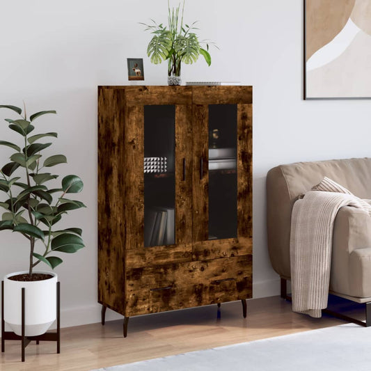 Hoge kast 69,5x31x115 cm bewerkt hout gerookt eikenkleurig is nu te koop bij PeponiXL, paradijselijk wonen!