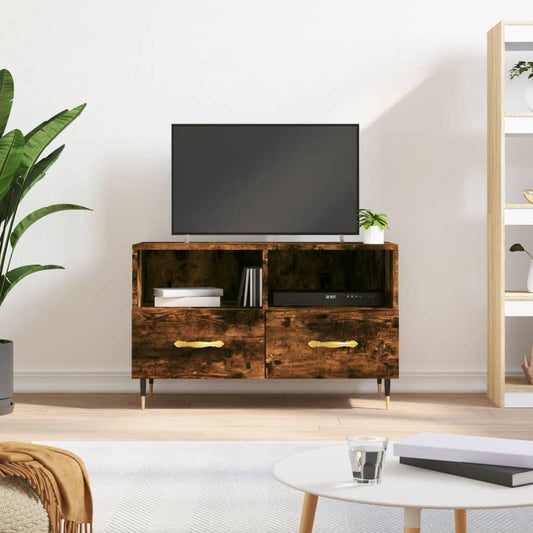 Tv-meubel 80x36x50 cm bewerkt hout gerookt eikenkleurig is nu te koop bij PeponiXL, paradijselijk wonen!